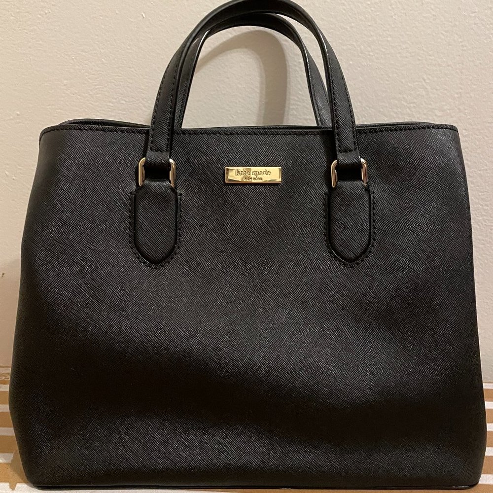 Kate Spade Black Laurel Way Evangelie Satchel Saffiano Leather Bag